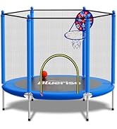 BLUERISE 55IN 6FT Toddler Trampoline for Kids Indoor Outdoor Play for Kids Trampoline Basketball ...