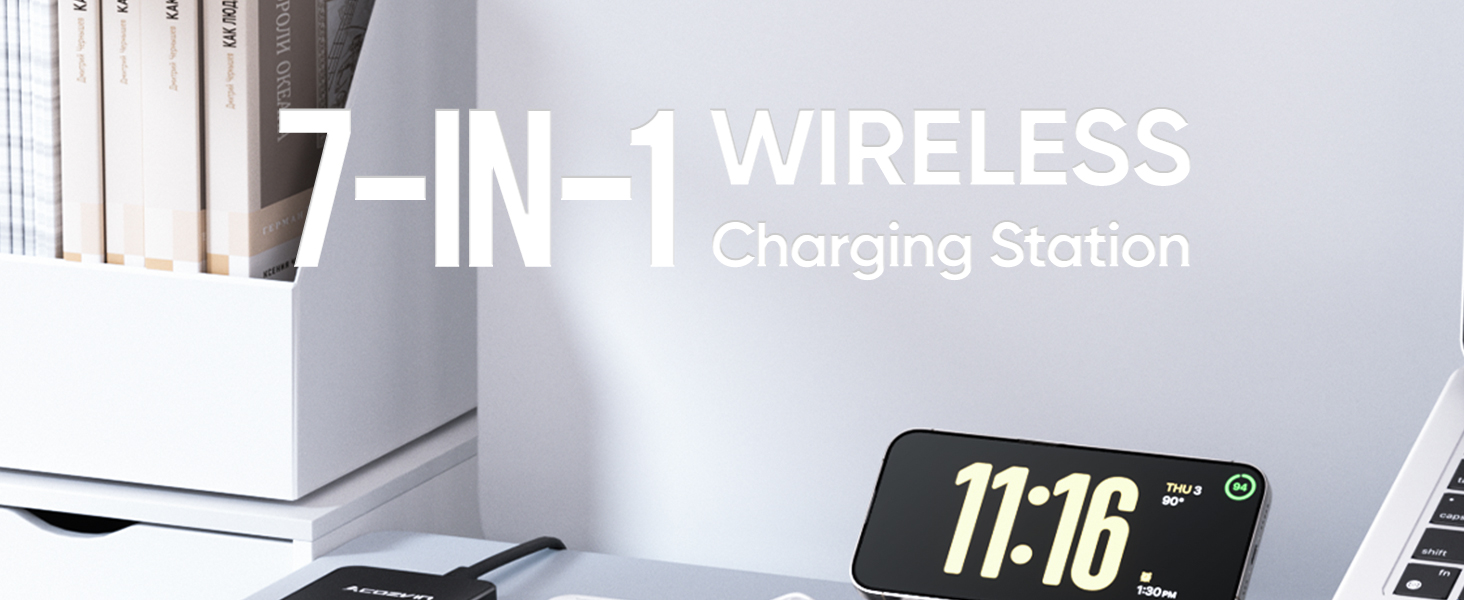 Wireless Charging Station for Apple Devices, Foldable Magnetic Wireless Charger