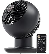 IRIS USA WOOZOO Desk Fan with Remote, Oscillating Table Air Circulator, 5 Speeds, 82ft Max Air Di...