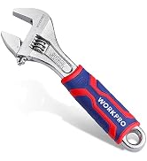 WORKPRO 6-inch Adjustable Wrench, Wide Jaw Opening Wrench with Rubber Anti-slip grip, Metric/SAE ...