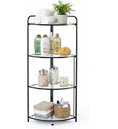 American Dream 4-Tier Foldable Corner Shelf Unit, Black Freestanding Storage Rack, Space-Saving C...