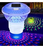 FineBud Solar Pool Chlorine Floater, Chlorine Floater with Colorful Lights, Button Control Floati...