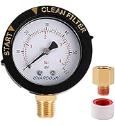UHARBOUR 60psi Pressure Gauge, 2" Dial with Protection Case and 1/4"NPT Center Bottom Mount, Clea...