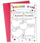 Hongshan Thank You Card for Teacher,Fill in the Blanks,Funny Teacher Appreciation Card Gift,Teach...