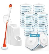 JEHONN Disposable Toilet Bowl Cleaner Wand with 40 Cleaner Refills, Wall Mounted Long Handle Comp...