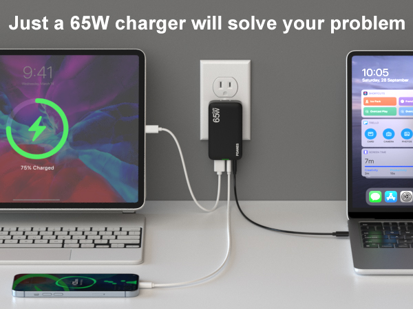 This charger can charge three devices at the same time