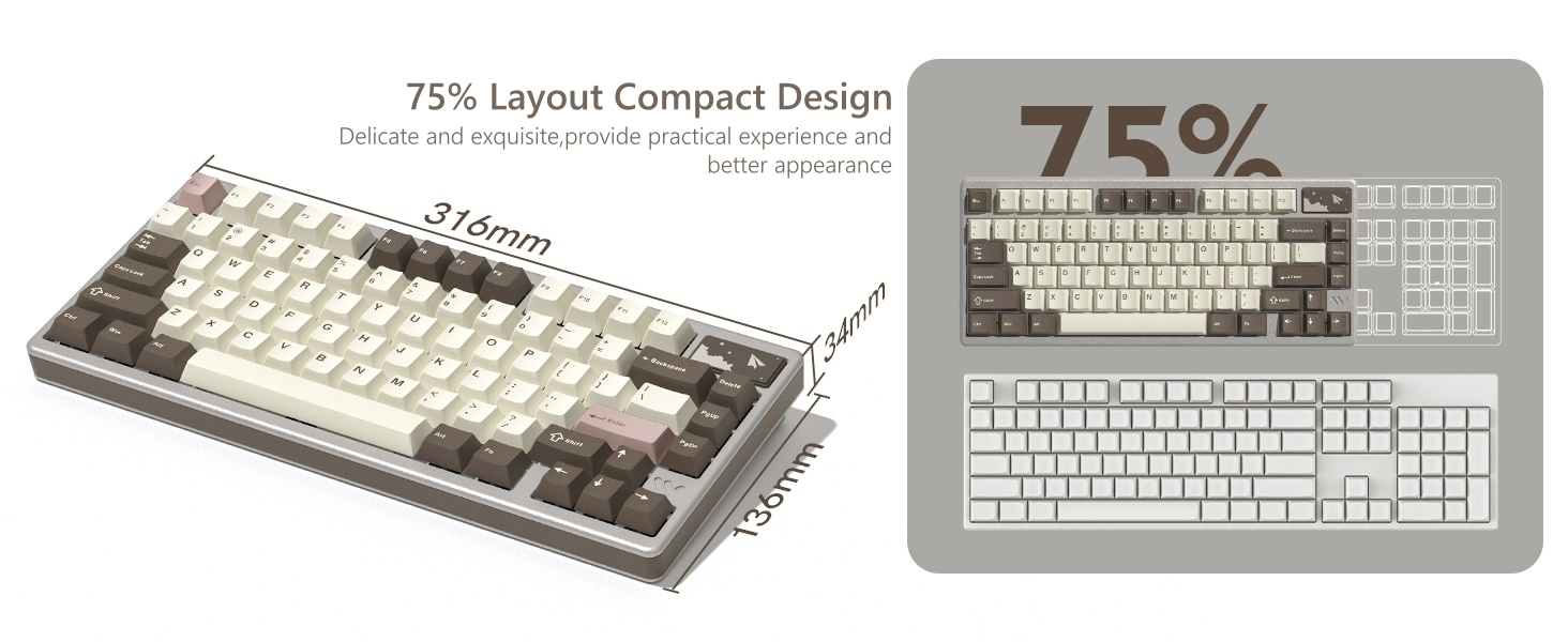 Womier 75% Keyboard Wireless, Creamy Mechanical Keyboard Gaming