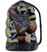 BROTOU Extra Large Sports Ball Bag Mesh Socce Ball Bag Heavy Duty Drawstring Bags Team Work for H...