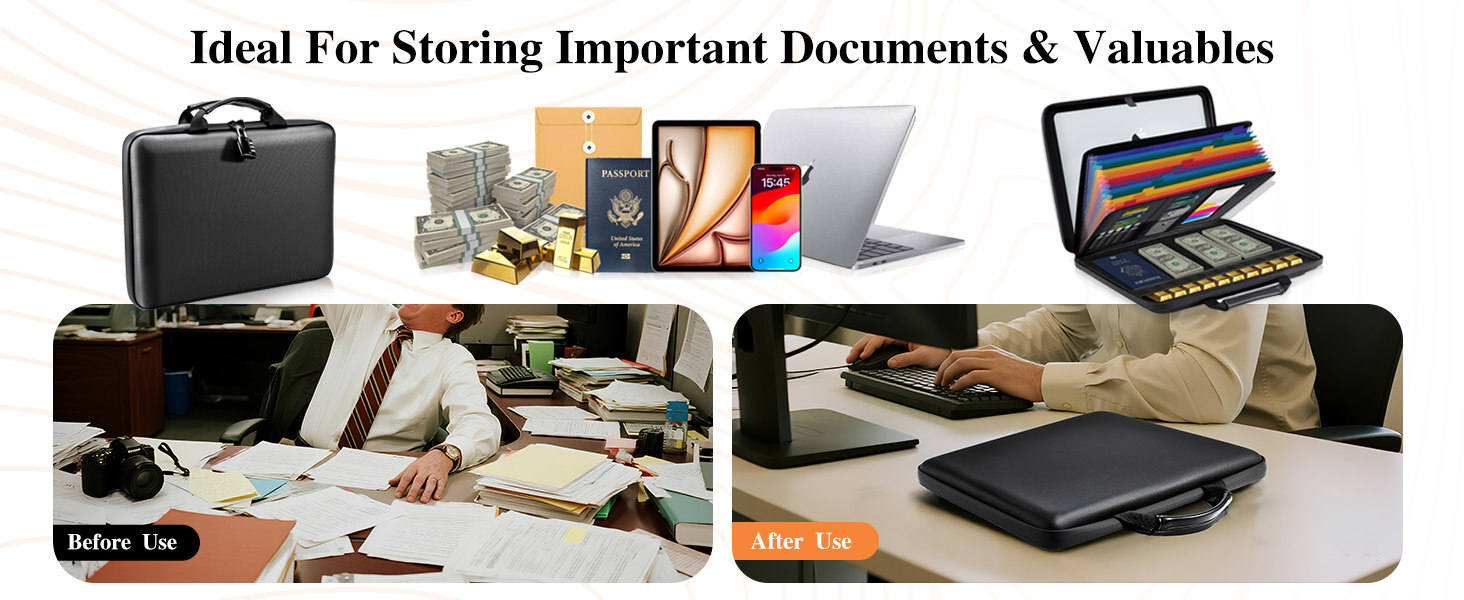 Fireproof Document Box File Organizer