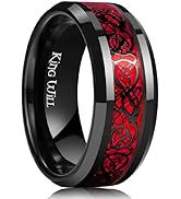 King Will DRAGON Mens Celtic Dragon Titanium Stainless Steel Ring Blue/Black/Green/Red Carbon Fib...