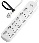 Heavy duty metal power strip surge protector individual switches, 6ft 15A