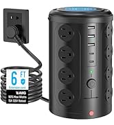 Power Strip Surge Protector Tower with 16 Outlets and 5 USB Ports (2 USB-C), 6ft Extension Cord w...