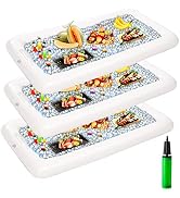 JOYIN 3-Pack Inflatable Serving Bars Cooler - Inflatable Cooler Ice Buffet Salad Serving Trays wi...