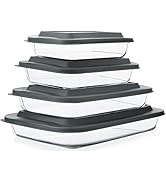 8-Piece Deep Glass Baking Dish Set with Plastic lids,Rectangular Glass Bakeware Set with BPA Free...