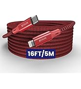 SCRUAK Extra Long iPhone Charger Cord 16Ft, [MFi Certified] 16 Ft USB C to Lightning Cable Fast C...