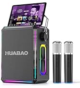 Portable Bluetooth Karaoke Speaker with 2 Wireless Microphones, RGB Lights, Treble &amp; Bass Adjustm...