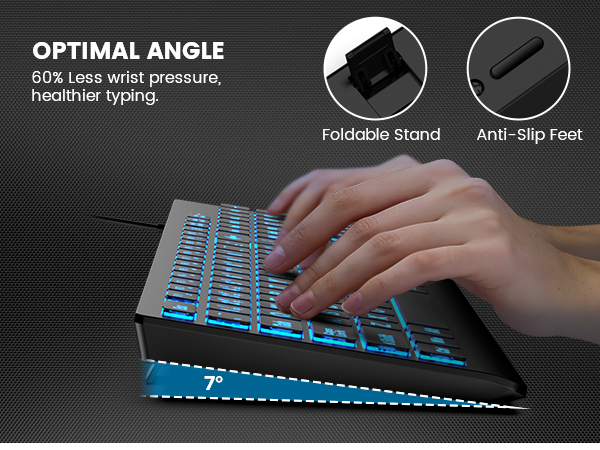 keyboard with foldable angle