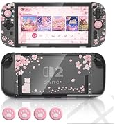Switch 2 Case for Nintendo Switch 2, Protective Cherry Blossom Cover | Hard Shell Console Case wi...