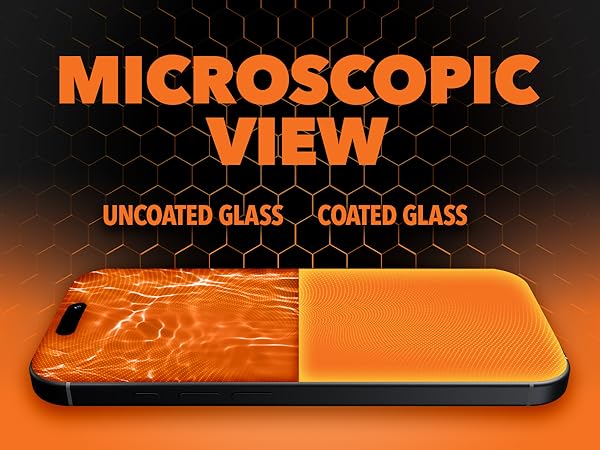 Microscopic View - uncoated glass vs 3Gator liquid glass screen protector.
