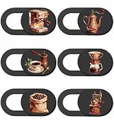 PRESSINART 6Pcs 6 Styles Coffee Camera Cover Slide Cute Privacy Guard Accessories, 0.04 Inch Ultr...
