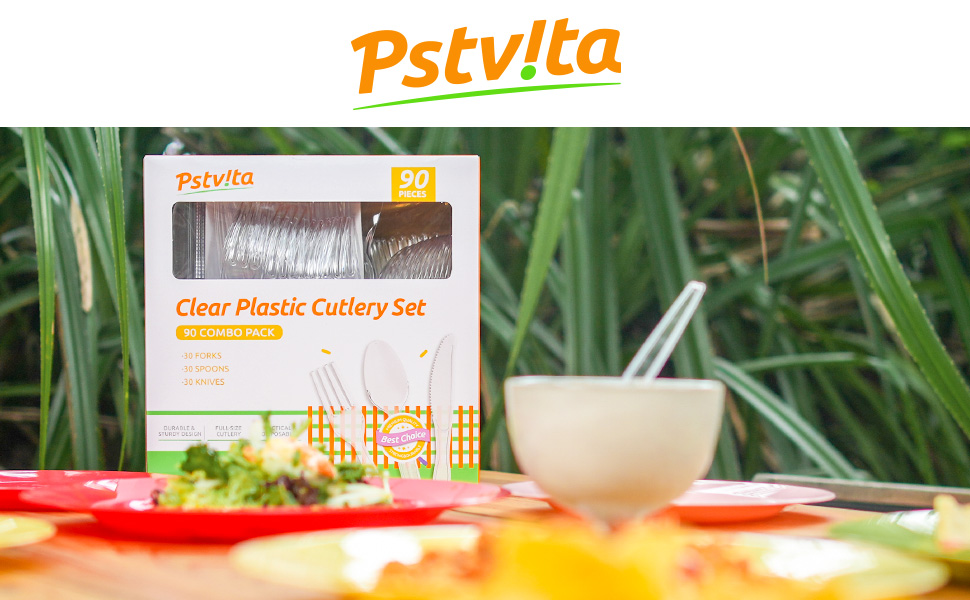 PSTVITA Clear plastic cutlery set
