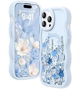 Amzfield for iPhone 12 Pro Max Case, Compatible with MagSafe Curly Wavy Frame Cute Floral Design ...
