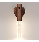 HAANGWAN Motion Sensor Night Light Indoor, Rechargeable Night Light Wall Sconce Wood Set of 1, Ba...