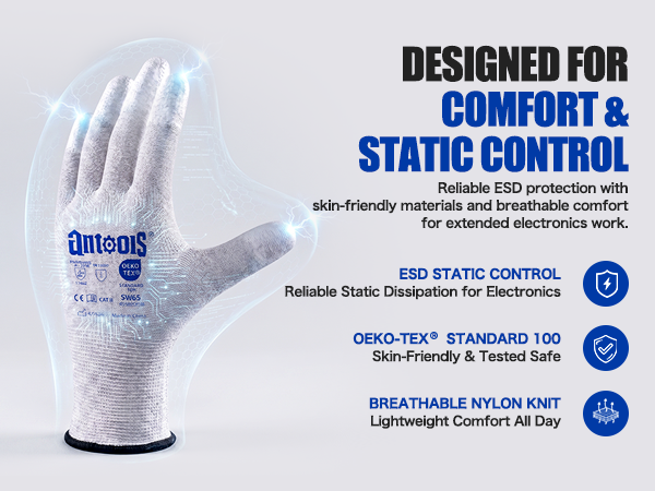 antools Nylon ESD Anti-Static Gloves