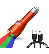 MCCC Small RGBW Flashlight Rechargeable with 12 Volt Car Cigarette Lighter &amp; USB C Charge for Aut...