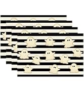 RABUSOFA Ghost Halloween Placemats Set of 4,12x18 Inch Seasonal Table Mats for Party Kitchen Dini...