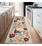 ROTTOGOON Hallway Runner Rug 2'x6' Washable Soft Floral Rug with Rubber Backing Stain Resistant N...