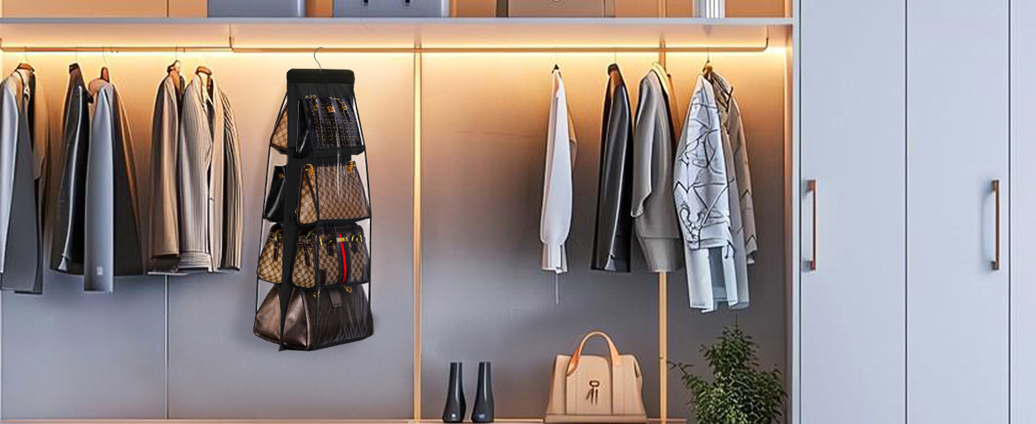 Hanging Handbag Organizer for Closet, Purse Holder for Closet