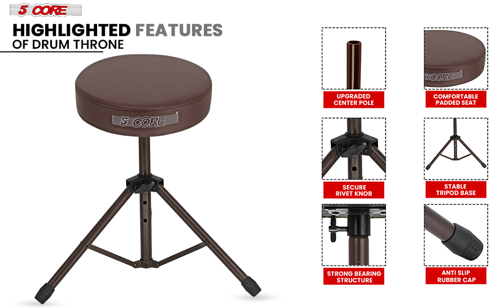 Drum Throne Padded Guitar Stool Music Chair for Adults and Kids