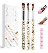 MelodySusie 3Pcs Acrylic Nail Brush Set, Size 8/10/14 Professional Milk Coffee Color Wooden Handl...
