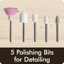 5 polishing bits for sanding detailing, fits USB rechargeable engraver for beginners and artists