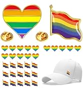 30 Pcs LGBTQ Pride Accessories Pins Bulk - Rainbow Flag Heart Enamel Lapel, Brooch Badge for Tran...