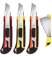 TIFICAL 3-Pack Box Cutter Utility Knife, Box Cutter Retractable Ultra Sharp Blade and Anti-Slip R...