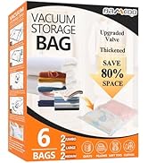 BAMCOO Space Saver Vacuum Storage Bags Upgraded 6 Pack(2 Jumbo 2 Large 2 Medium) Vaccine Sealed S...