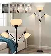 GDRKNP 3 in 1 Lamps for Living Room, Floor Lamp with 2 Adjustable Reading Lights, Stepless Dimmin...