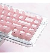 Womier Keycaps Jelly Pink - Ceramic Keycaps Style, Clear Keyboard Key Cap, Transparent Side Print...