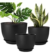YNNICO Plant Pots 12/10/9 inch Set of 3, Flower Pots with Multi Mesh Drainage Holes, Large Plante...