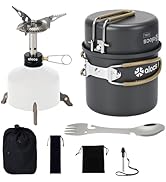 Alocs 9pcs Camping Cookware Kit, Non-Stick Lightweight Camping Pots with 3200w Stove, Igniter &amp; G...
