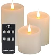 Tediselu Flickering Flameless Candles with 3D Moving Flame, Real Wax Battery Operated Candles wit...