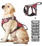 WINSEE Service Dog Vest No Pull Pet Harness with 7 Dog Patches, Reflective with Durable Soft Padd...