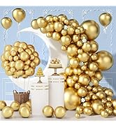 140pcs Gold Balloon Arch Kit, Gold Balloons of Different Sizes Pack of 18 12 10 5 Inch Party Ball...