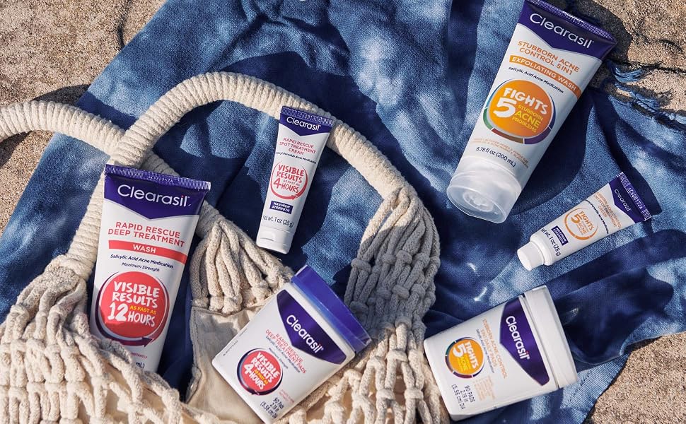Clearasil wash, spot treatment, cleansing pads, cleanser