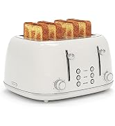 Toaster 4 Slice, Retro Stainless Toaster with 6 Bread Shade Settings,1.5''Wide Slots Toaster with...