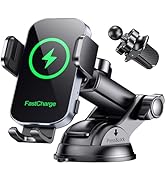 Niweya Wireless Car Charger, Auto Clamping Car Phone Holder Charger, 15W Fast Charging Phone Moun...