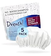 Drench No Water Rinse Free Shampoo Caps [5-Pack] - Waterless Shampoo and Conditioner - Dry Hair W...