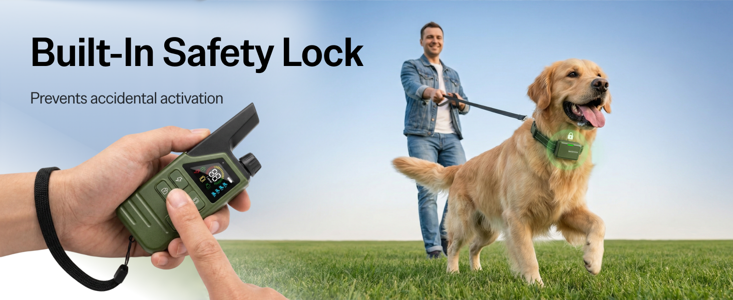 dog training collar remote with built in safety lock waterproof rechargeable for dog training